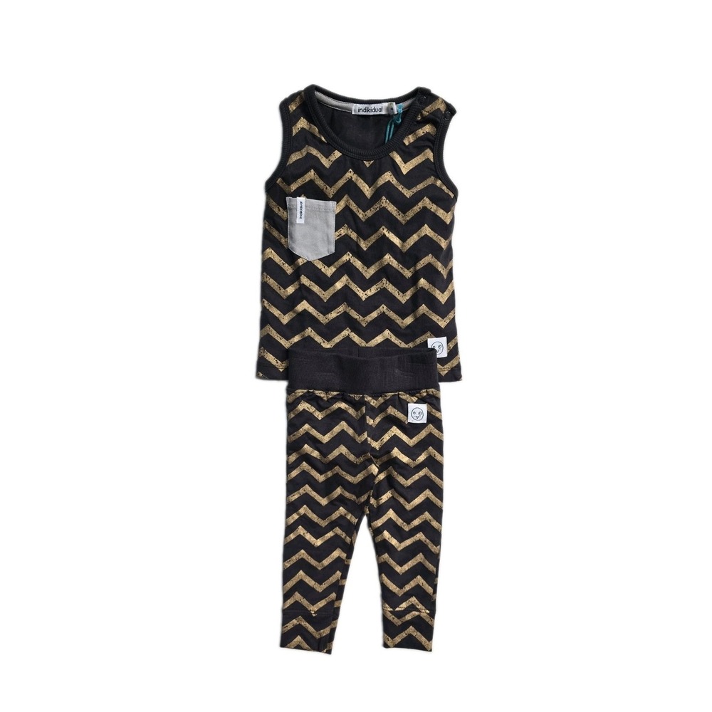 Indikidual Baby Set Brown‎ Gold Striped  6-12 Months  Pants Tshirt  NWT Organic